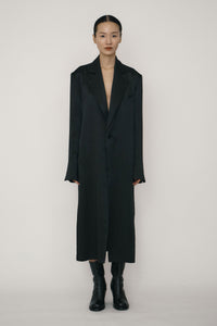 Black Satin Design Line Blazer Coat-arc us arkus-APOC STORE