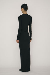 black maxi dress in store Modern Luxe Black Draped Keyhole Maxi Dress, Black S