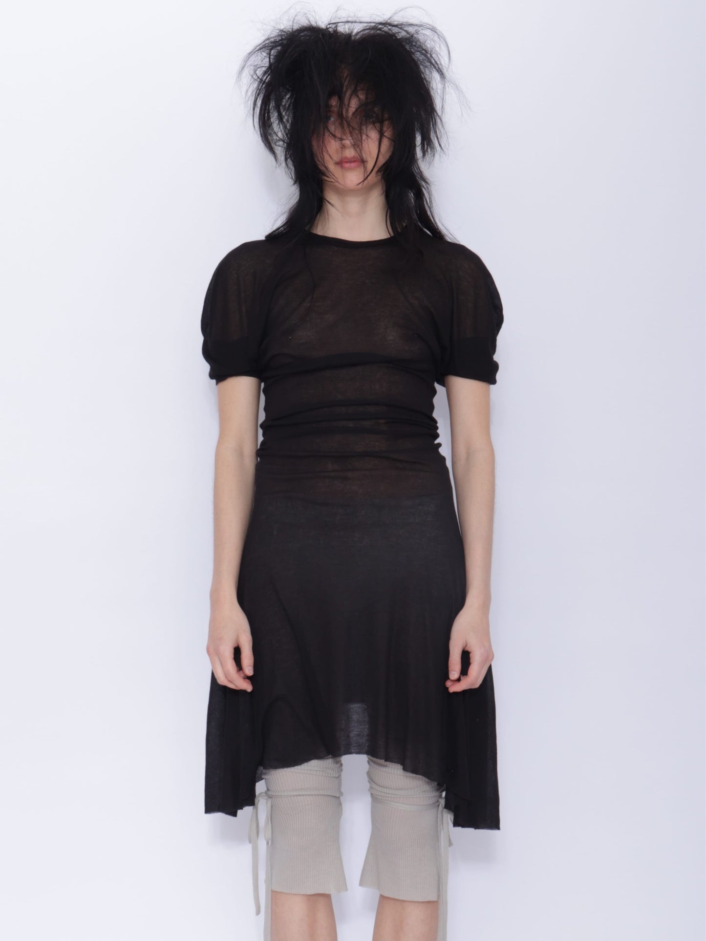 Dora Draped T-shirt Dress: Black