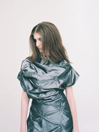 Dress Draped Grey-Nensi Avetisian-APOC STORE