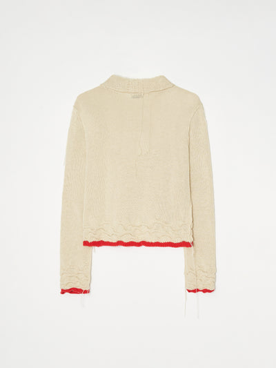 Hand Distressed collar knit001 - Ivory-Taekh-APOC STORE