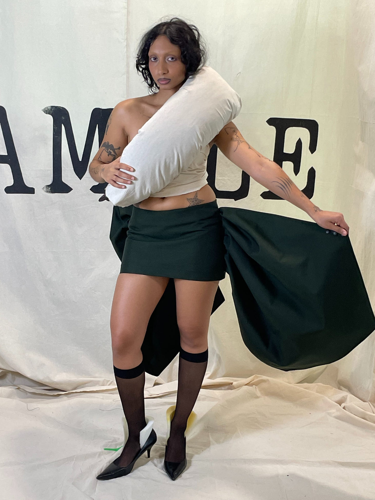 GARMENT # 024 EXAGGERATED SIDES MINI SKIRT-S A M P L E GARMENTS-APOC STORE