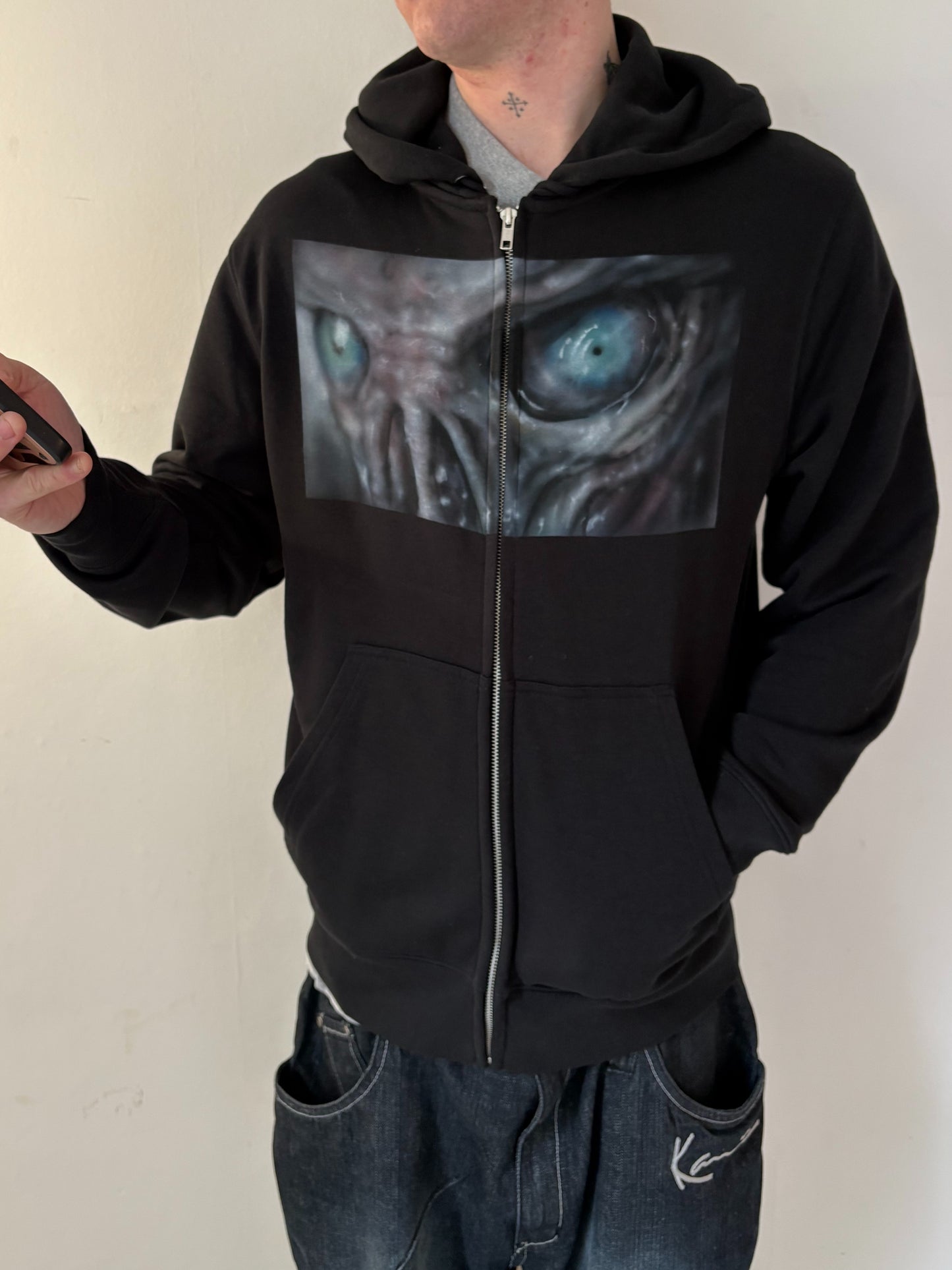 Demon eyes black zip up hoodie-Mia Violet-APOC STORE