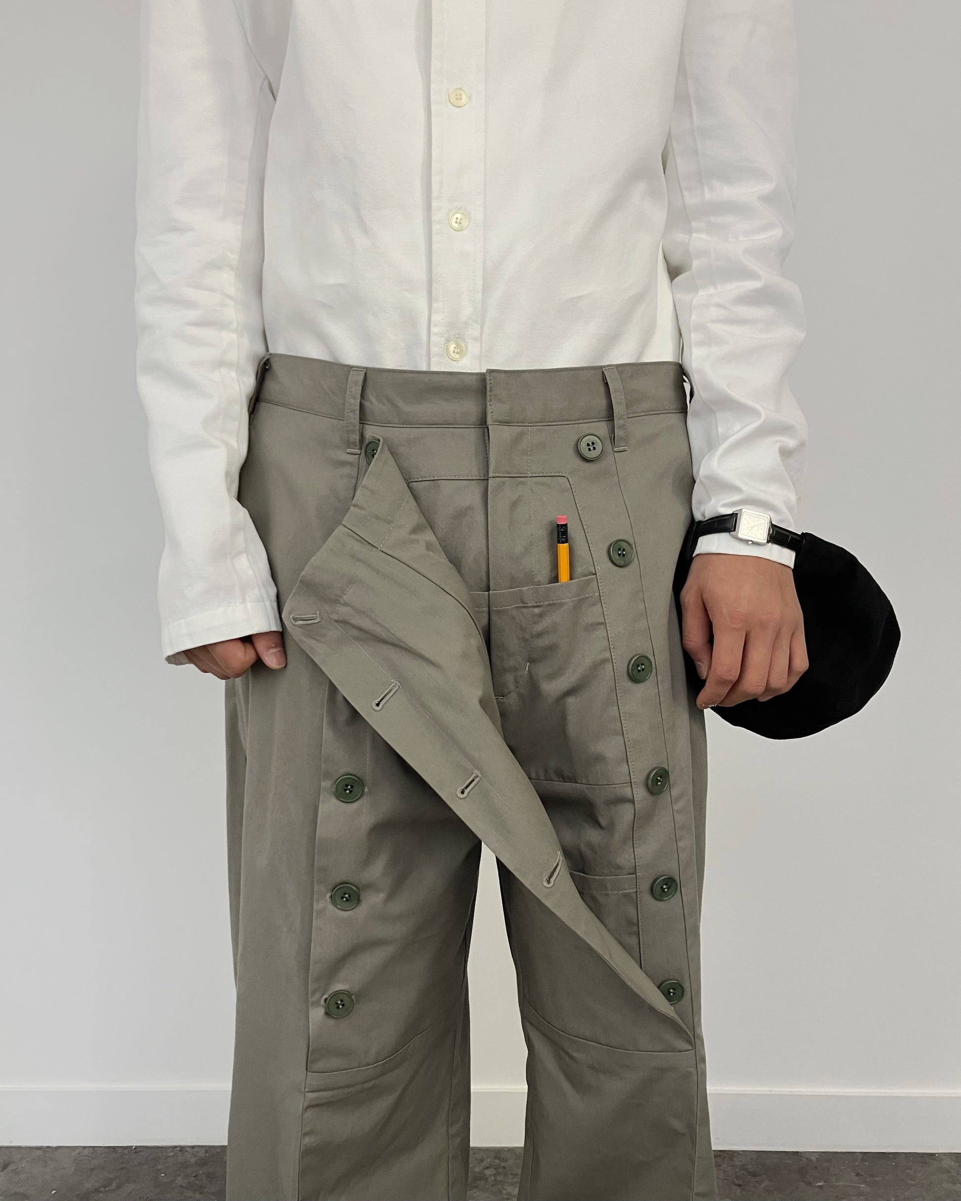 HIDDEN POCKET TROUSERS KHAKI GRAY-EGNARTS-APOC STORE