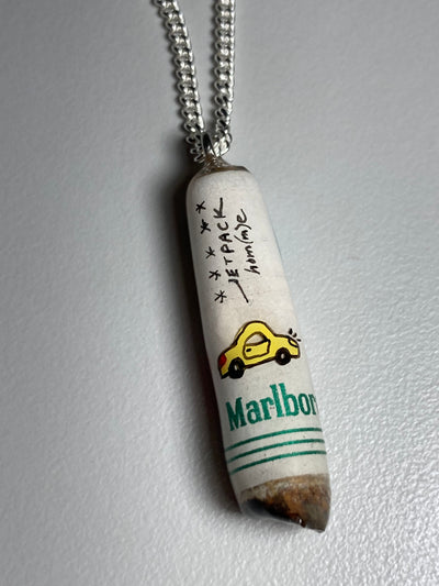 Painted Cigarette Butt Necklace (White)-Jetpack Hom(m)e-APOC STORE