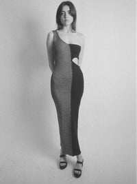 2 TONE CUT OUT RIBBED KNIT DRESS-Sania Parvez-APOC STORE