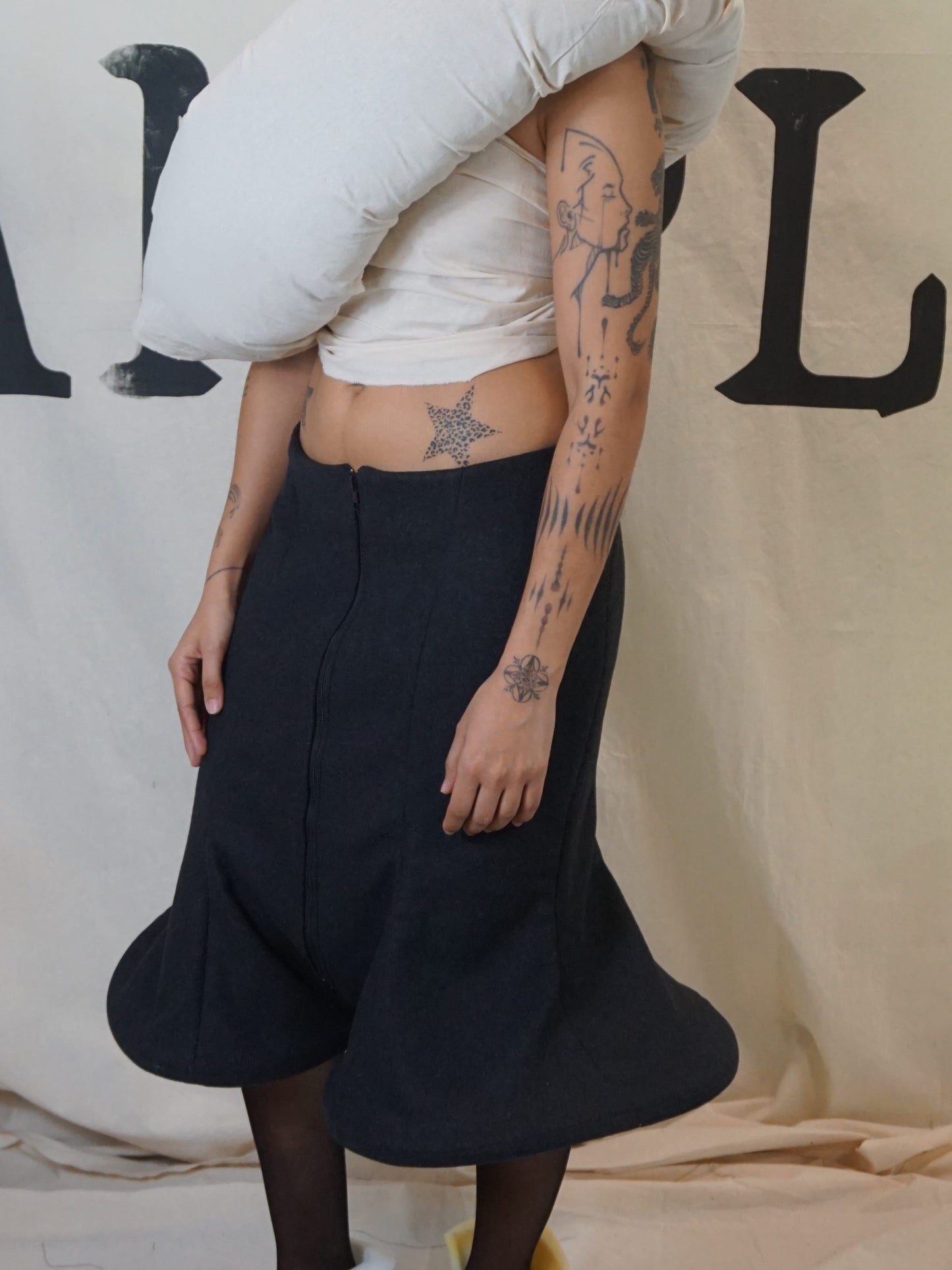 GARMENT # 001 COLLECTION #002 SCULPTURAL HEM SKIRT-SAMPLE GARMENTS-APOC STORE