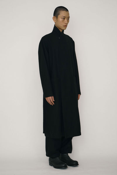 Black Wool Robe Coat-arc us arkus-APOC STORE