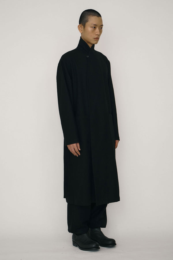Black Wool Robe Coat-arc us arkus-APOC STORE