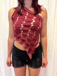 Asymmetrical Knit Top - Burgundy-Sania Parvez-APOC STORE
