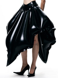 Black V-Waisted Inflatable Midi Skirt | Shell Skirt-harri-APOC STORE
