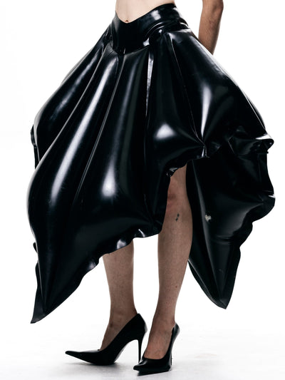 Black V-Waisted Inflatable Midi Skirt | Shell Skirt-harri-APOC STORE