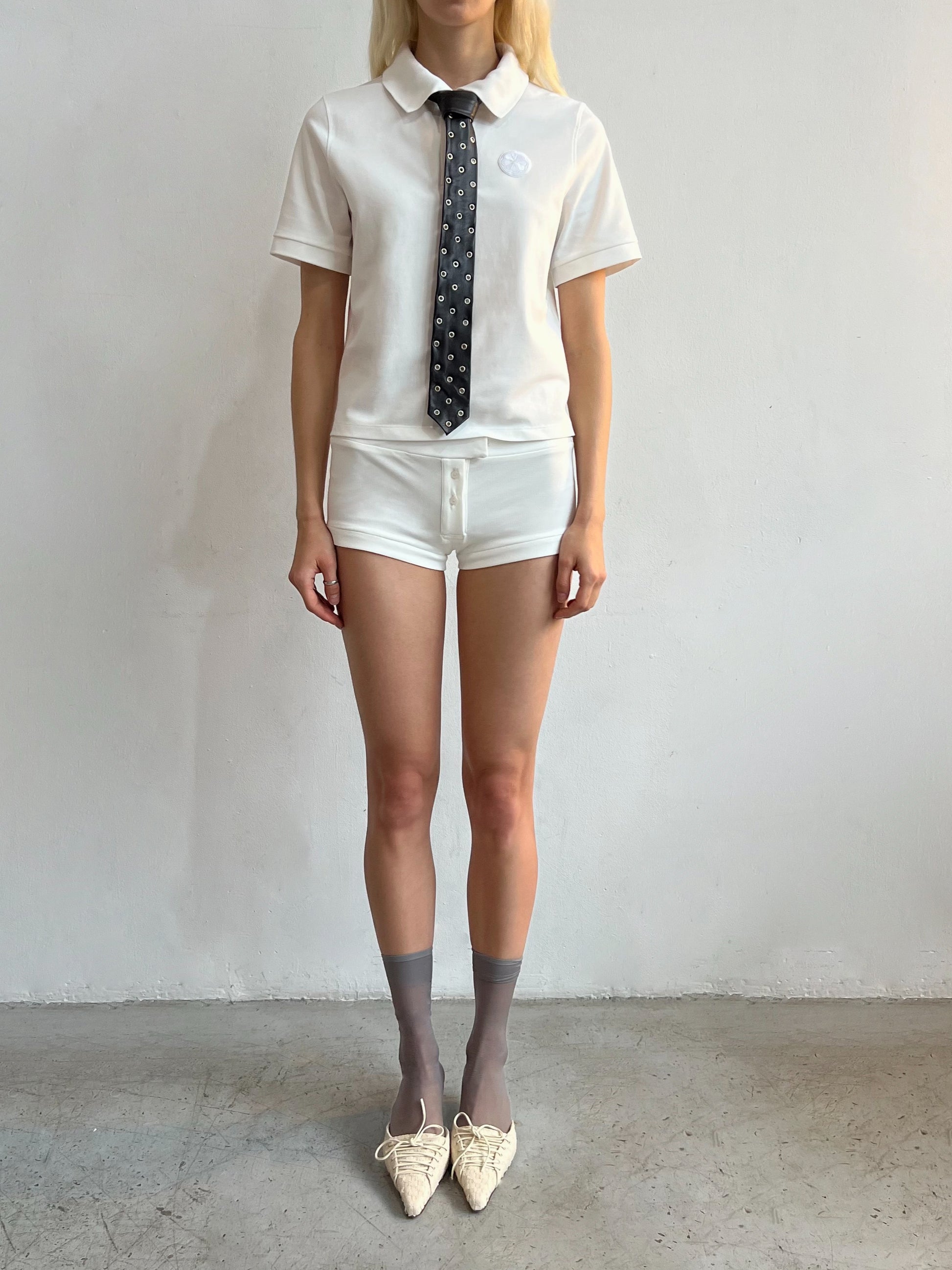 Cotton Polo T-shirt with logo embroidery-Nastyamasha-APOC STORE