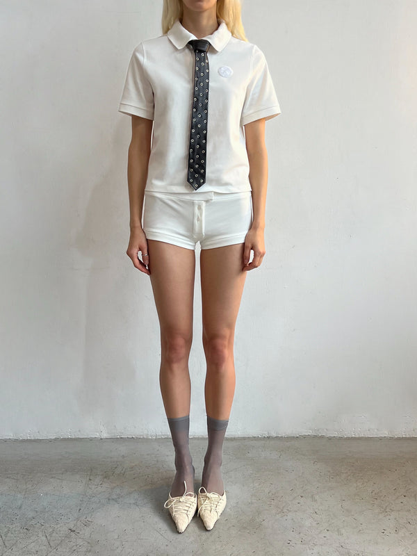 Cotton Polo T-shirt with logo embroidery-Nastyamasha-APOC STORE