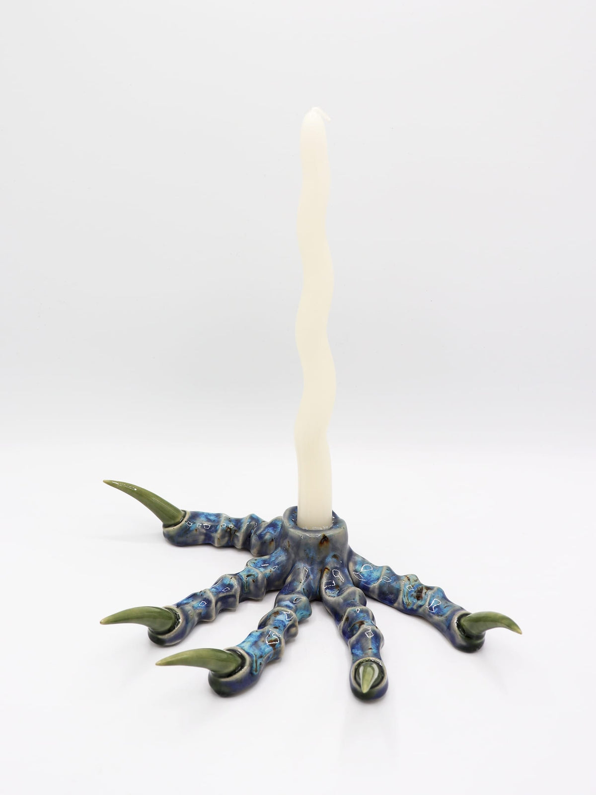 Blue Paw Candlestick with Green Nails-Naomi Gilon-APOC STORE
