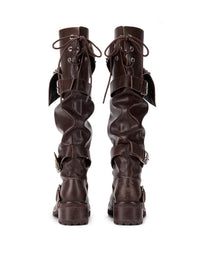 Beaded Cuff Western Boots-brown-EMPTY BEHAVIOR-APOC STORE