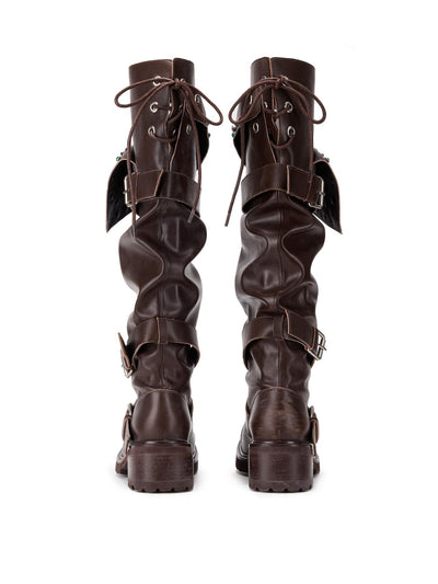 Beaded Cuff Western Boots-brown-EMPTY BEHAVIOR-APOC STORE