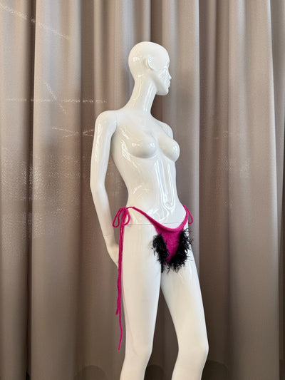 Hairy tanga pink
