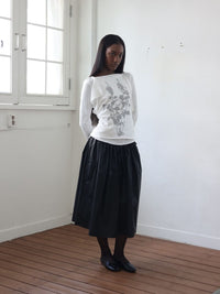 Coated Cotton Gathered Skirt -Black-Julye Han-APOC STORE
