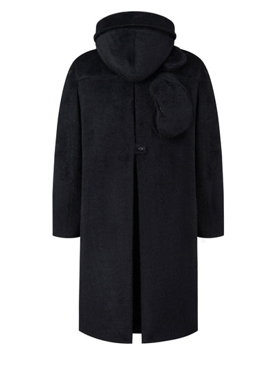 Architectural Hood Alpaca Coat (Midnight Black)-MINKIMHO-APOC STORE