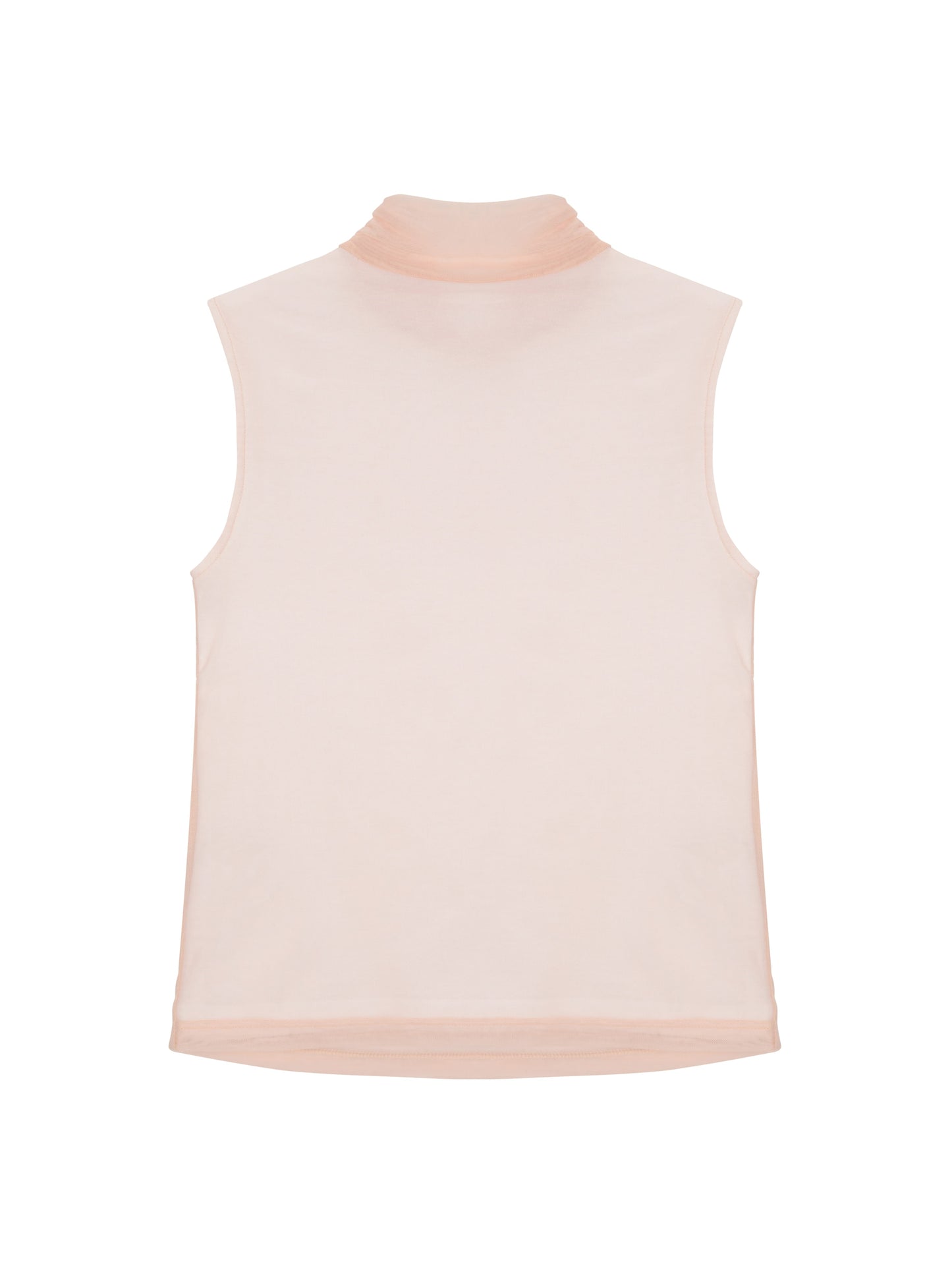 Draped Layer Top Peach-mesh blanca-APOC STORE