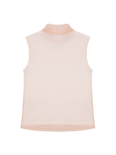 Draped Layer Top Peach-mesh blanca-APOC STORE