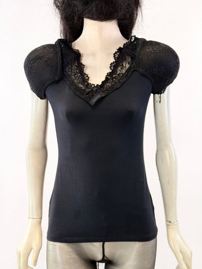 Black Shoulderpad Bra Top-Lou de Bètoly-APOC STORE