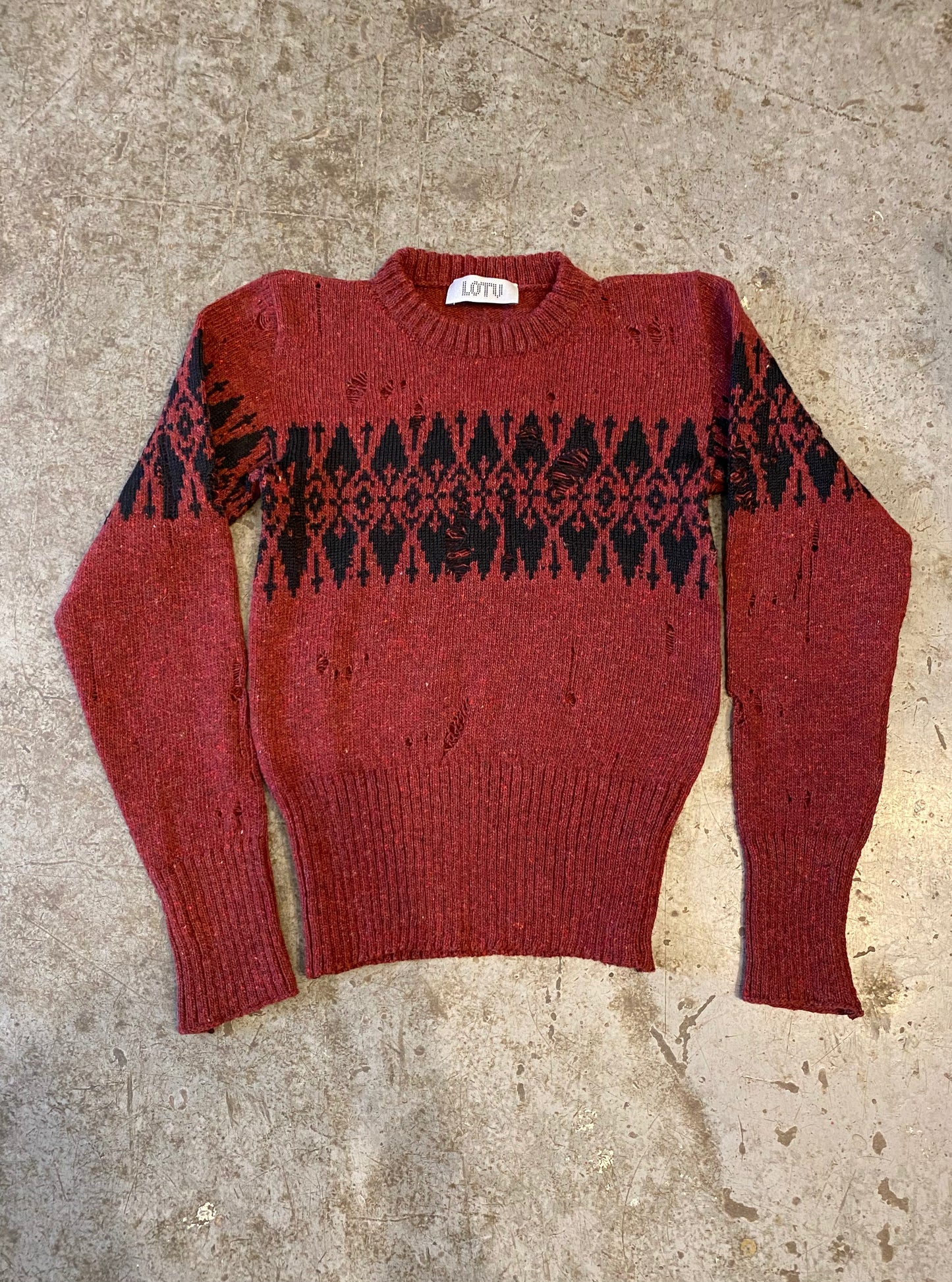 Distressed Fairisle jumper-Lilies of the Valley-APOC STORE