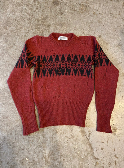 Distressed Fairisle jumper-Lilies of the Valley-APOC STORE