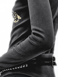 Black Old School Printed Chinese Style Long Sleeve Top-TRINITE Studio-APOC STORE