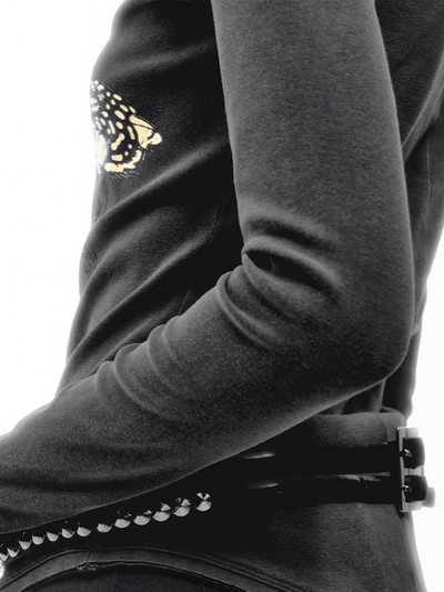 Black Old School Printed Chinese Style Long Sleeve Top-TRINITE Studio-APOC STORE