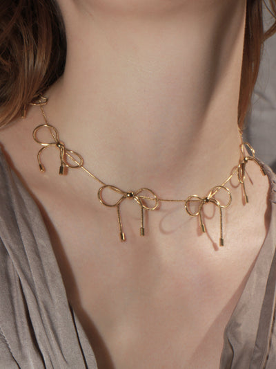 Bow Necklace Gold-Marland Backus-APOC STORE