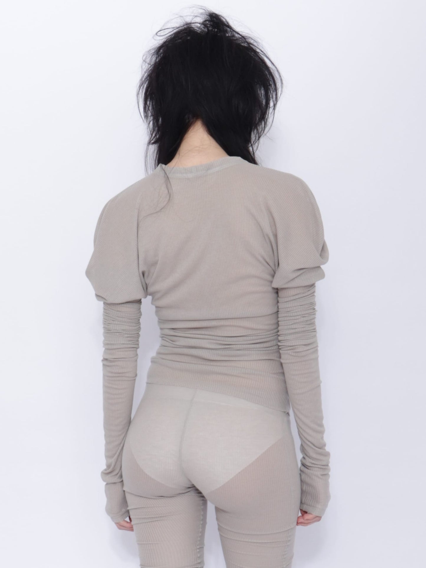 Tora Draped Long Sleeve Top: Pale Grey-BJERSBORN-APOC STORE