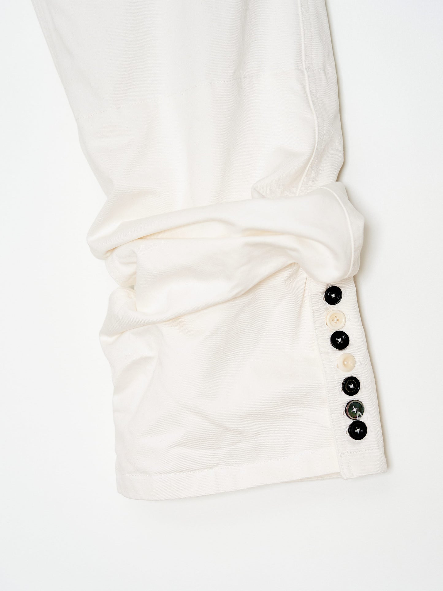 Glitched Hem Straight Cotton Pants 001 _ White-Taekh-APOC STORE