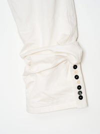 Glitched Hem Straight Cotton Pants 001 _ White-Taekh-APOC STORE