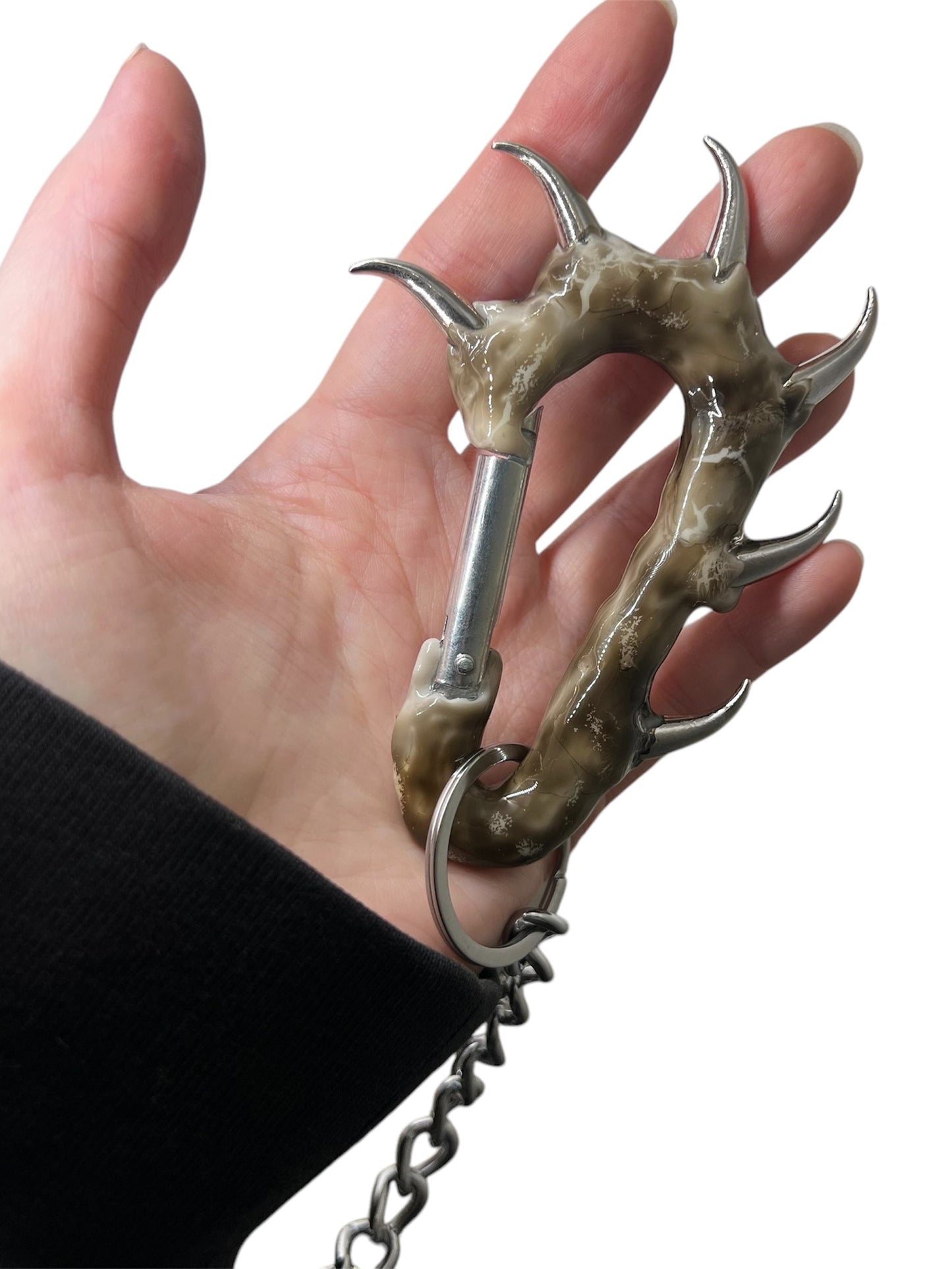 White carabiner keychain-CASPER DIY-APOC STORE