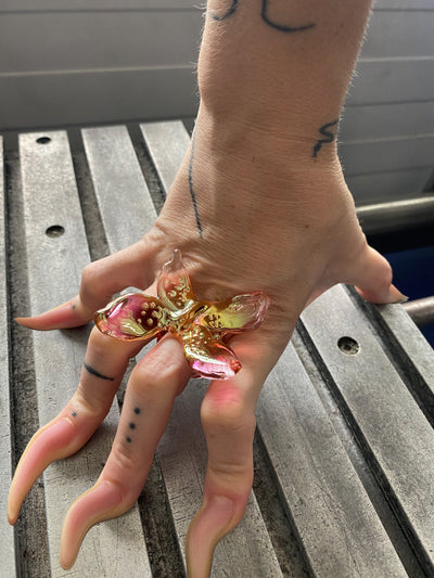 Golden Orchid Butterfly Ring-Pia Glassworks-APOC STORE