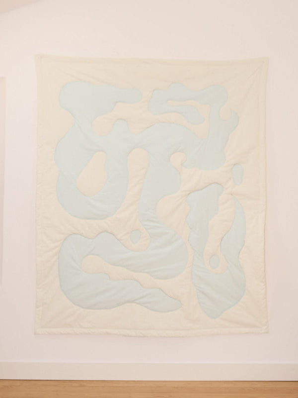Quilted Blanket Beige Blue-Claire Duport-APOC STORE