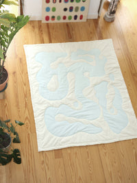 Quilted Blanket Beige Blue-Claire Duport-APOC STORE