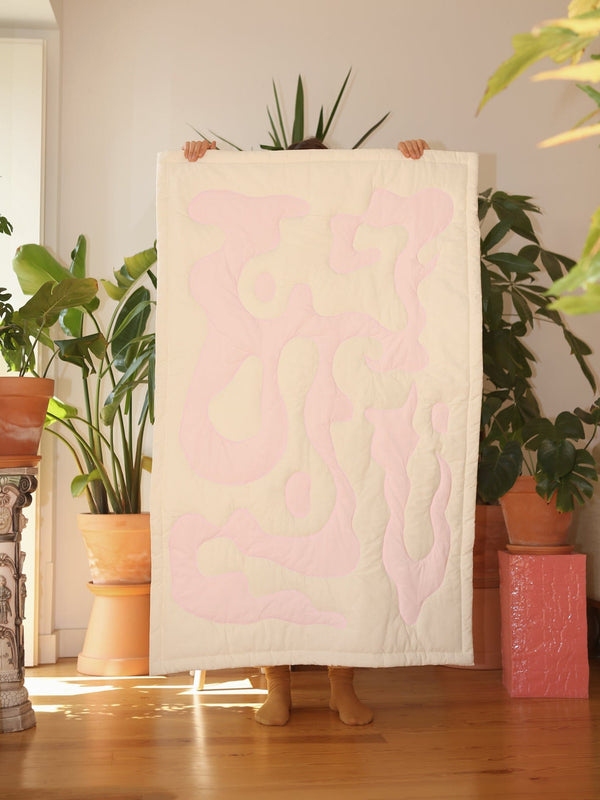 Quilted Blanket Beige Pink-Claire Duport-APOC STORE