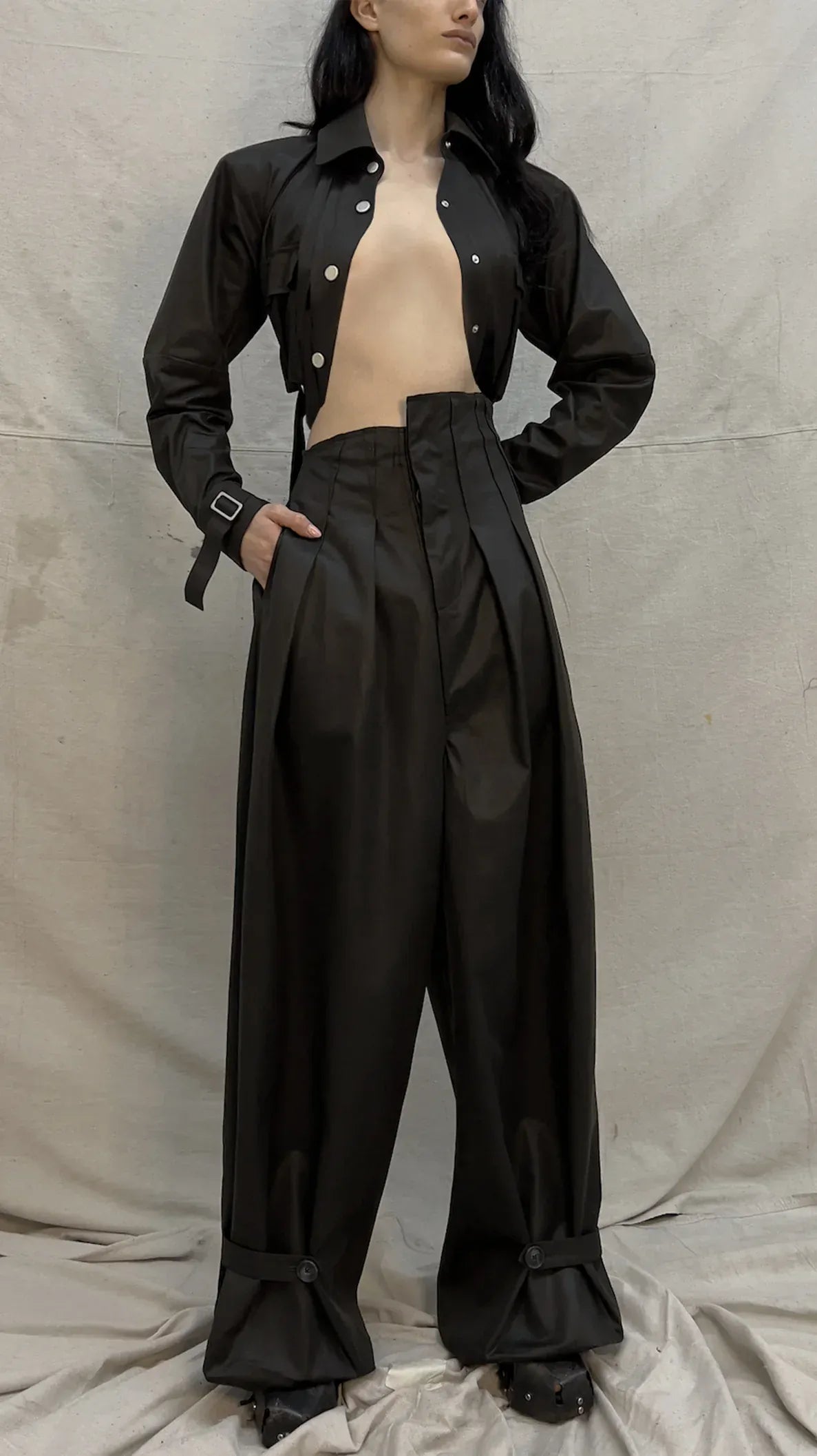 ASYMMETRIC TROUSER | VEGAN LEATHER-Elena Velez-APOC STORE