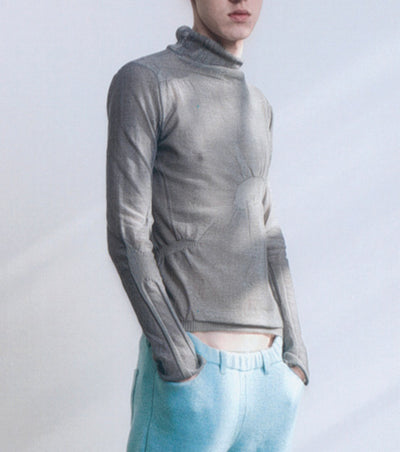 Scar turtleneck - grey-Khanh Brice Nguyen-APOC STORE