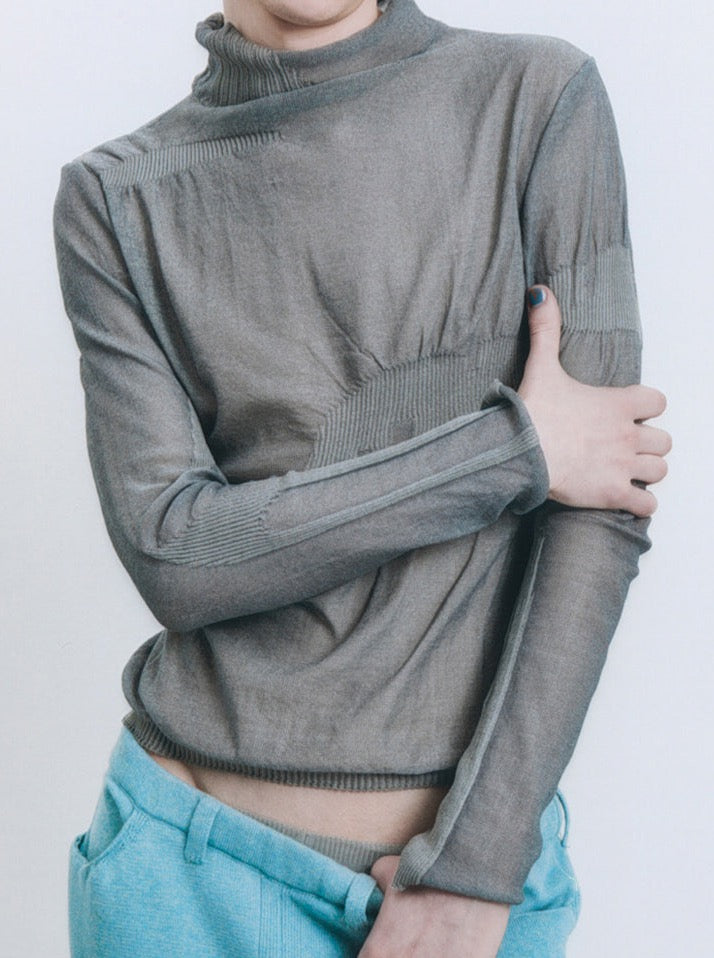 Scar turtleneck - grey-Khanh Brice Nguyen-APOC STORE