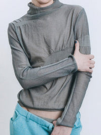 Scar turtleneck - grey-Khanh Brice Nguyen-APOC STORE
