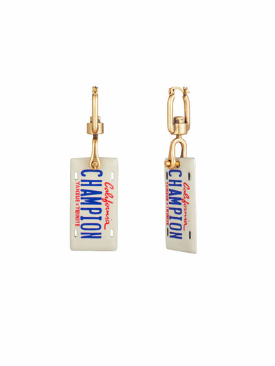 Vintage Motorcycle License Plate Earrings-TRINITE Studio-APOC STORE