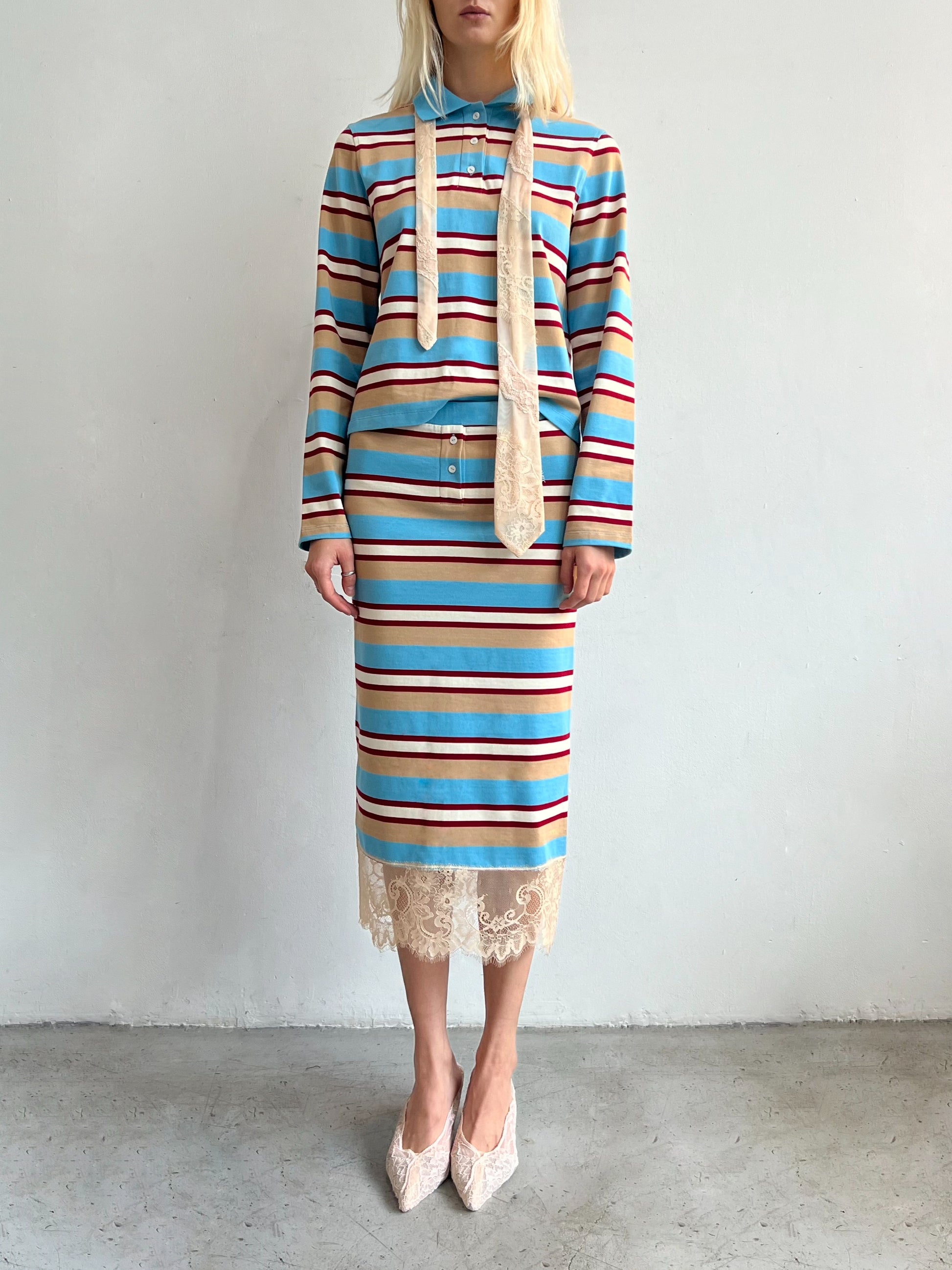 Lace-Trimmed Cotton Knit Skirt-Nastyamasha-APOC STORE