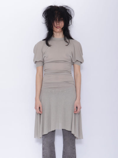 Dora Draped T-shirt Dress: Pale Grey-BJERSBORN-APOC STORE