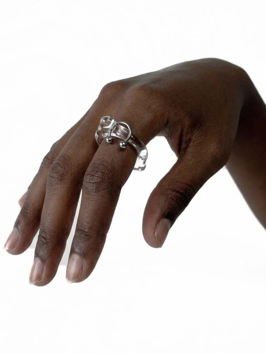 Pierced Glass Ring 0001-Rain and Rivers-APOC STORE