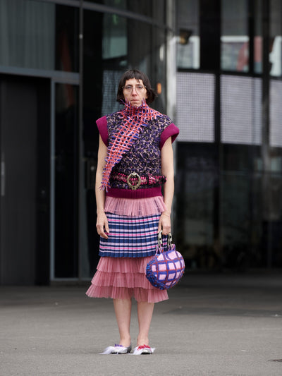 Stripey pleated skirt