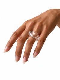 Chunky Signet Glass Ring 0108-Rain and Rivers-APOC STORE